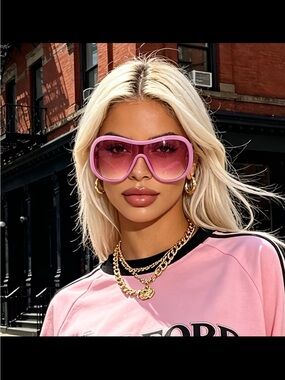Affordable Fashion Finds Pink Oversized Shield Sunglasses